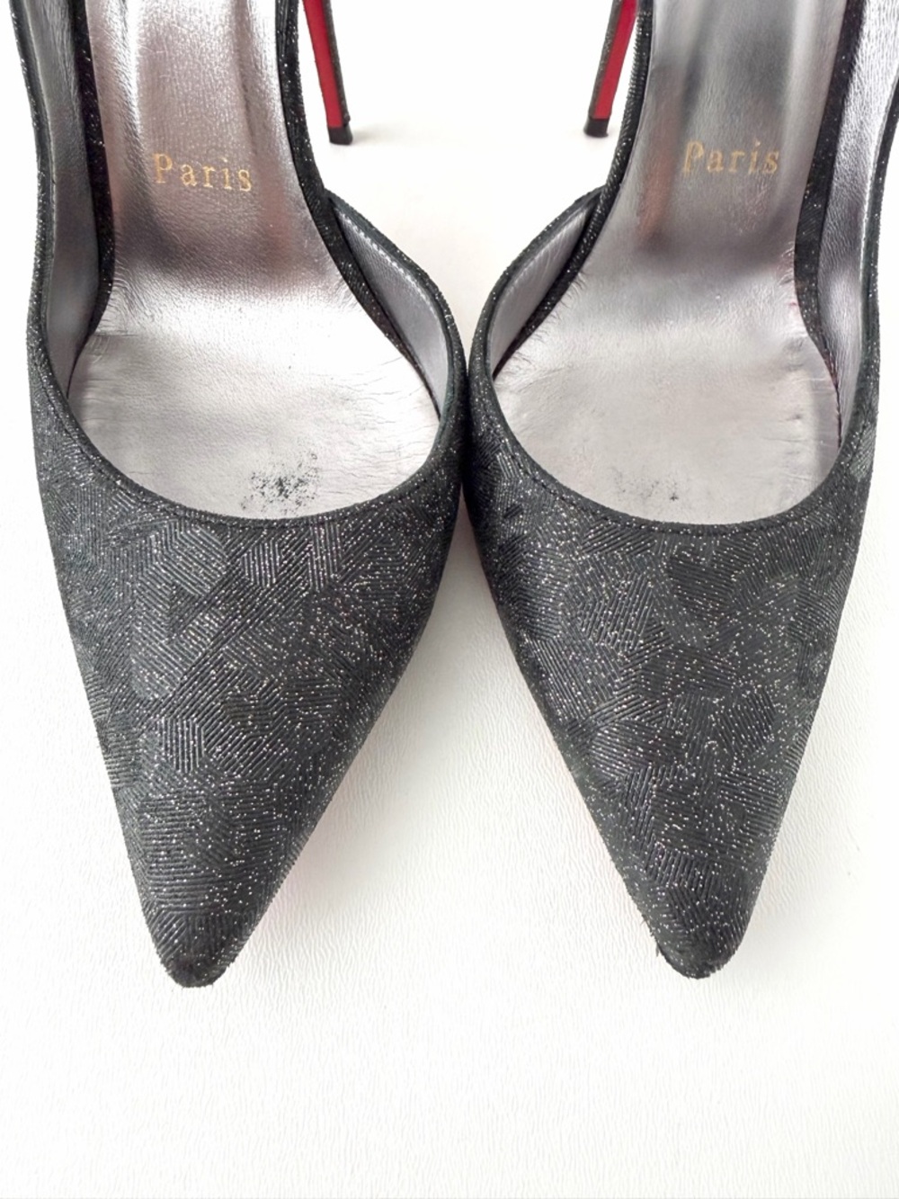 CHRISTIAN LOUBOUTIN || Iriza 100 Flintstar Glitter D’Orsay Heels EU 37.5 - Picture 6 of 14